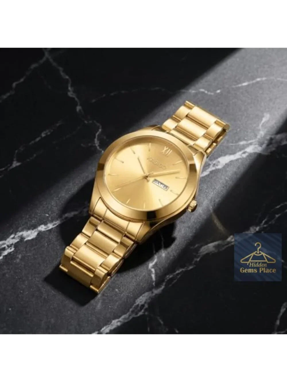 Mens Analog Quartz Watch Stainless Steel Band Water Resistant